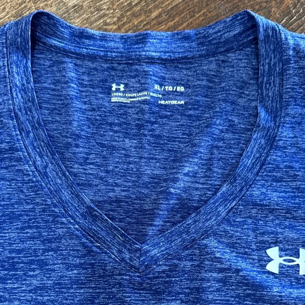 Under Armour Heathered Blue and Solid Gray V-Neck Tees - Picture 2 of 4